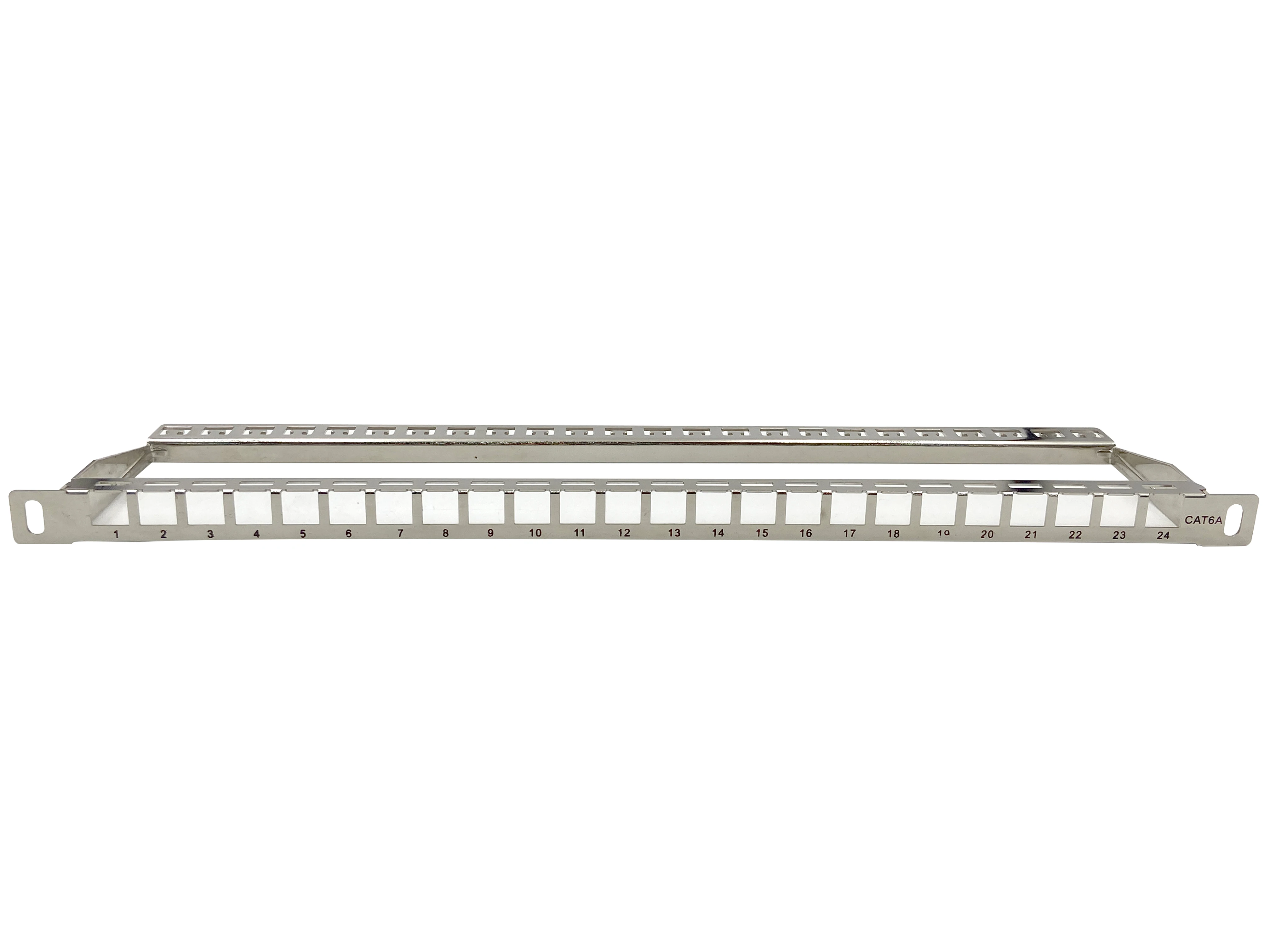 Behpex 0.5U 24 порта CAT.6A CAT6 RJ45 незагруженная полностью никелированная