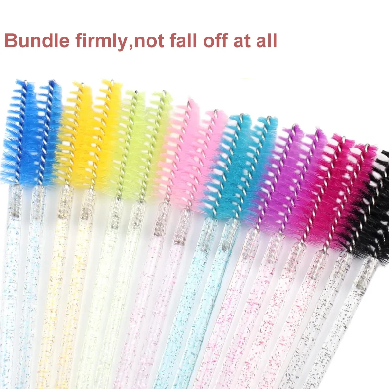 50pcs/pack Wholesale Disposable Glitter handle Eyelash Extensions Mascara Wands Spoolie Brush Eyebrow Makeup Applicator Brush