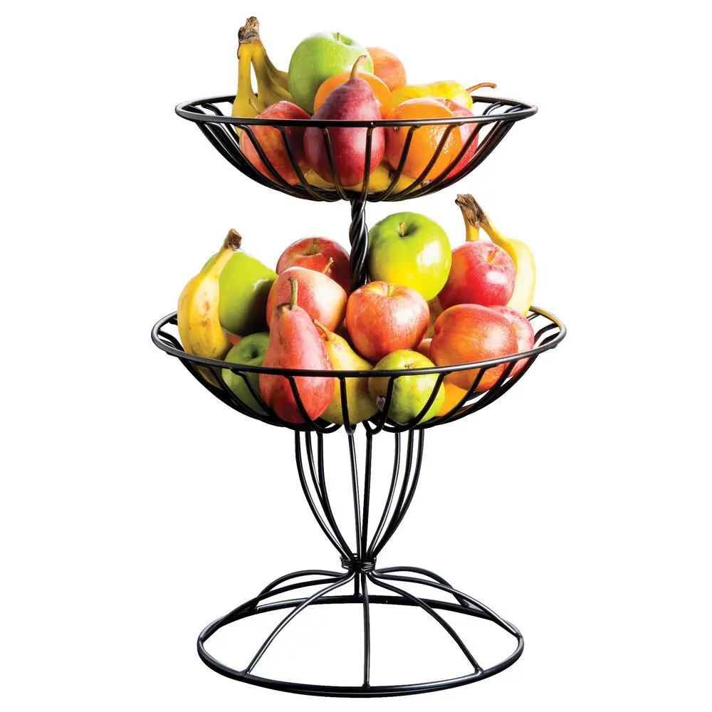 Hot Selling  Kitchen Storage Fruit And Vegetable Basket  Countertop Iron Mesh Metal Wire Banana Hanger Fruit Basket
