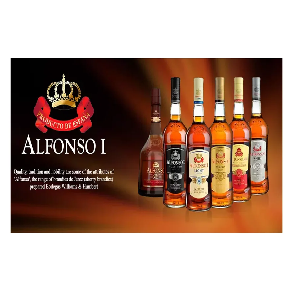 Спирты золотого цвета, отборный виноград, 28% Дистиллированного вина, бутылка для спиртных напитков Jerez Alfonso I Platinum Brandy
