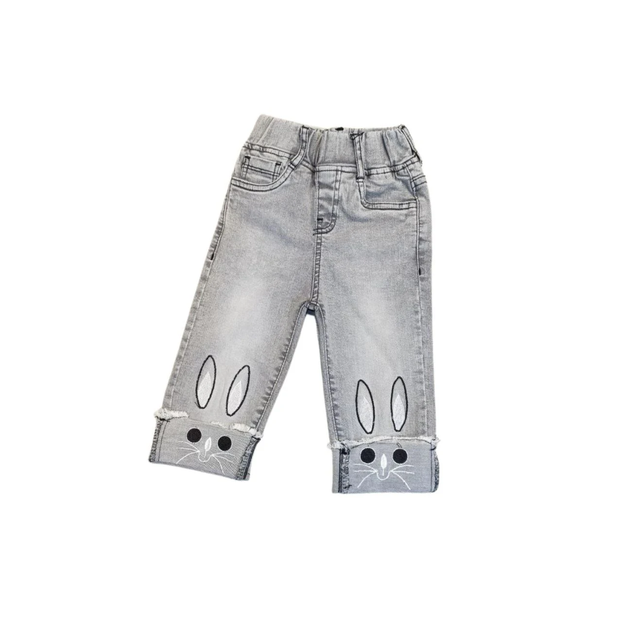 Girls Slim/Skinny Flared Long Pants in White Denim Spring Autumn Style Little Girl Casual Jeans with Wide Leg Straight Style
