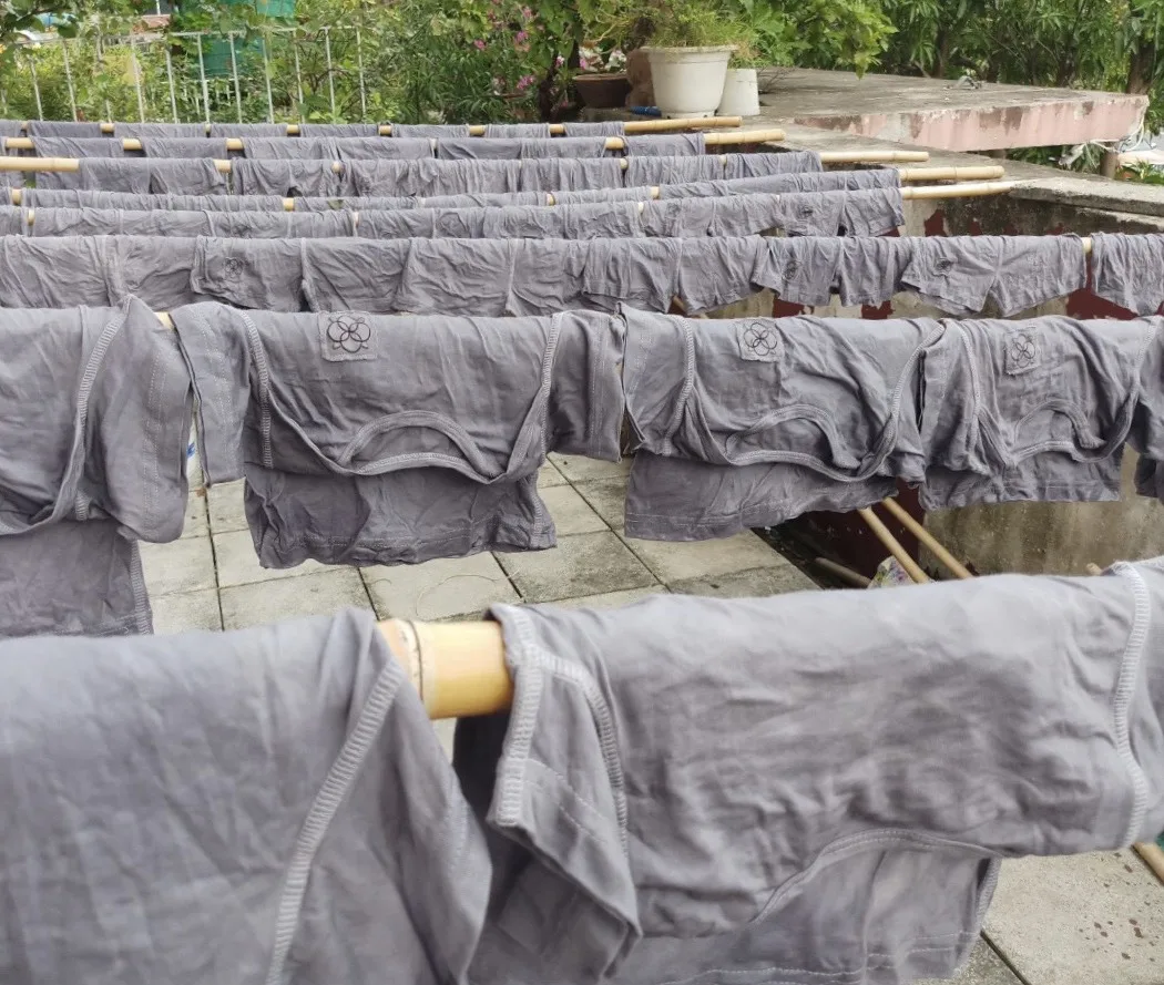 Top Favorite 100% Organic Cotton Short Sleeves Pyjamas Set Natural Green Tea Dye for Children Sleepwear