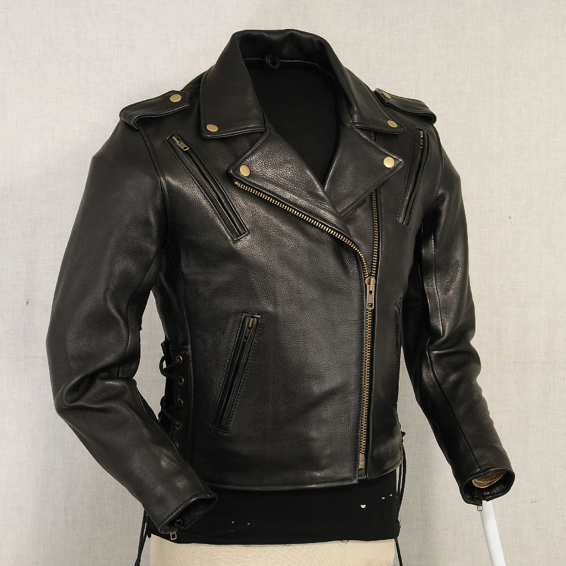 Turtleneck Collar wholesale cheap rate Premium High Quality Black Leather short Jacket full Sleeves unisex