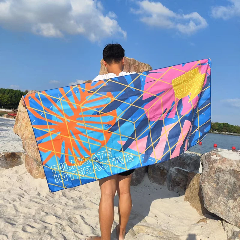Wholesale Summer Large Sublimation Quick Dry With Logo Custom Print Microfiber suede Beach Towel