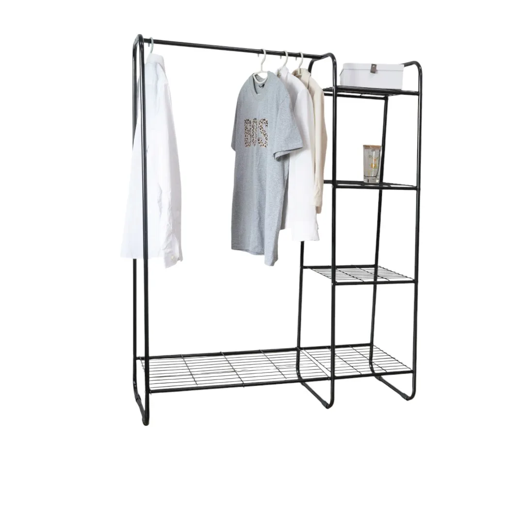 Hot Seller Clothing Rack With Wire Shelves Clothing Ranging Drying Rack With Side Steel-Wire Shelves For Organizing Basket