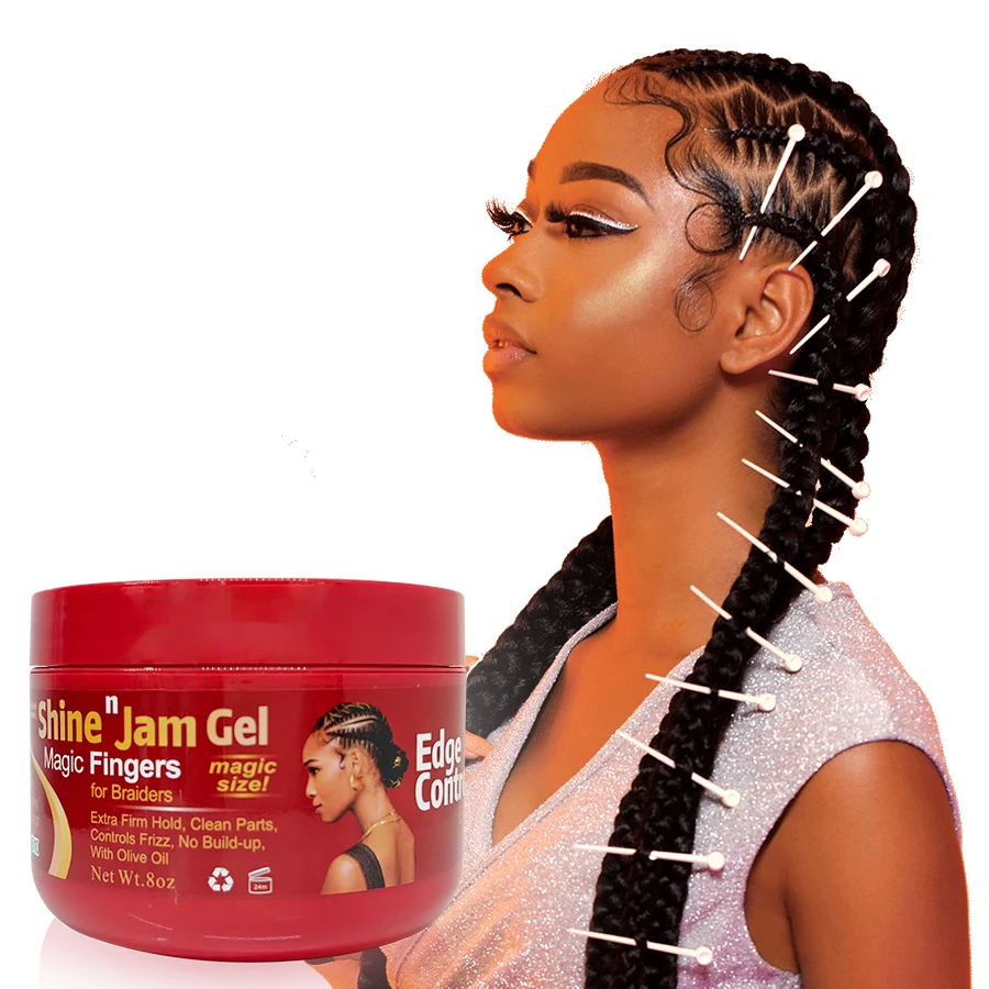 Private Label No Flaking Styling Firming Hair Braiding Gel 8oz Edge Control Shine and Jam Gel braid gel