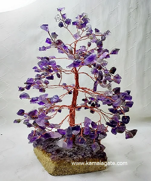 Natural Amethyst Crystal Chips Beaded Tree Agate with Copper Wire Cluster Base Amethyst Natural Cluster Base Tree