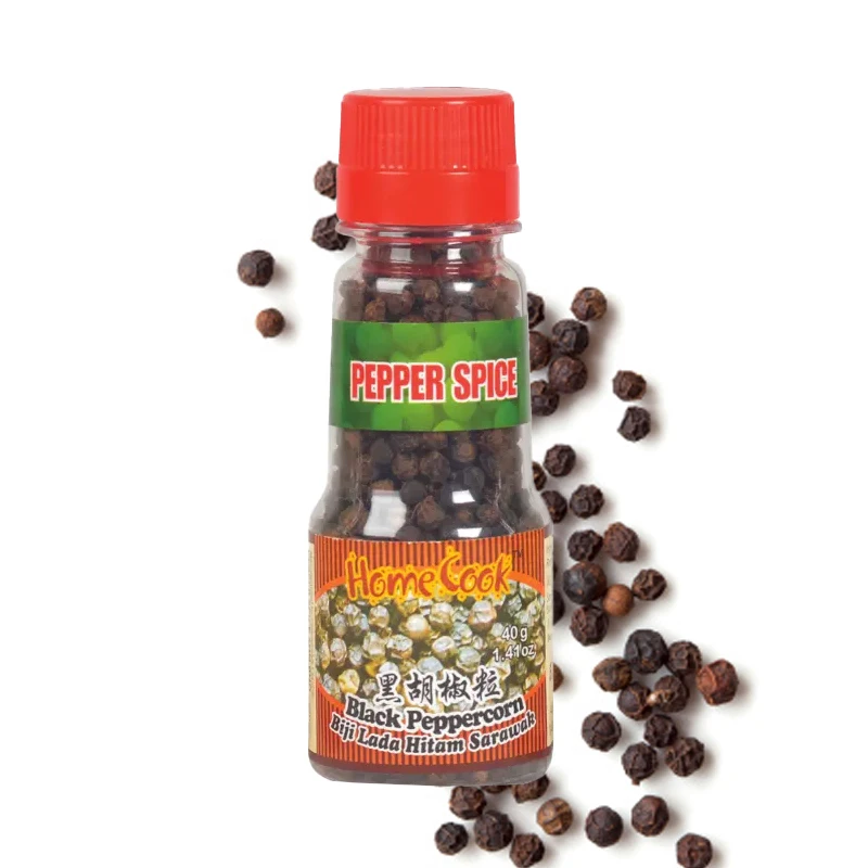 Factory Price Whole Black Pepper 40g Per Bottle Peppery Taste Culinary Recipes Food Ingredients Malaysia Manufacturer