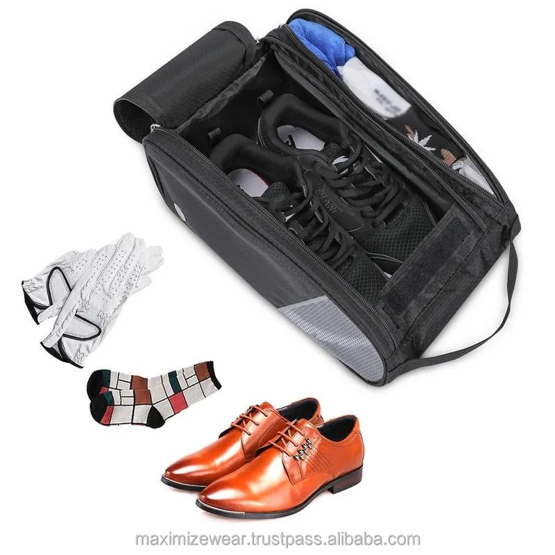 New Arrivals Custom Log Golf Gym Outdoor Shoes Bag With Zipper Breathable Sport Soccer Basketball Shoe Bags