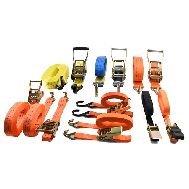 Various Specifications Shipping Container Ratchet Handle Load Tie Down Straps Set Cargo Lashing With Flat Hook