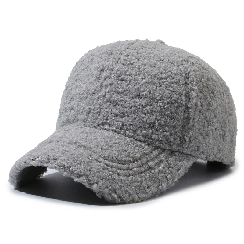 Fleece winter hat Teddy fur type thicken keeping warm plain baseball hats for women
