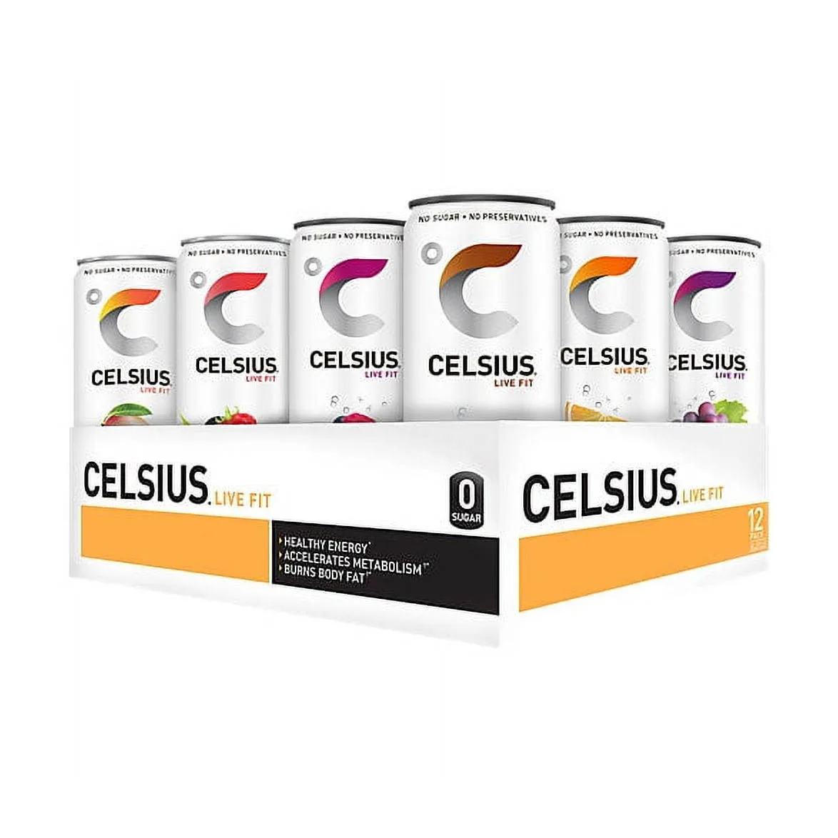 CELSIUS Assorted Flavors Official Variety Pack, Functional Essential Energy Drinks, 12 Fl Oz (Pack of 12)