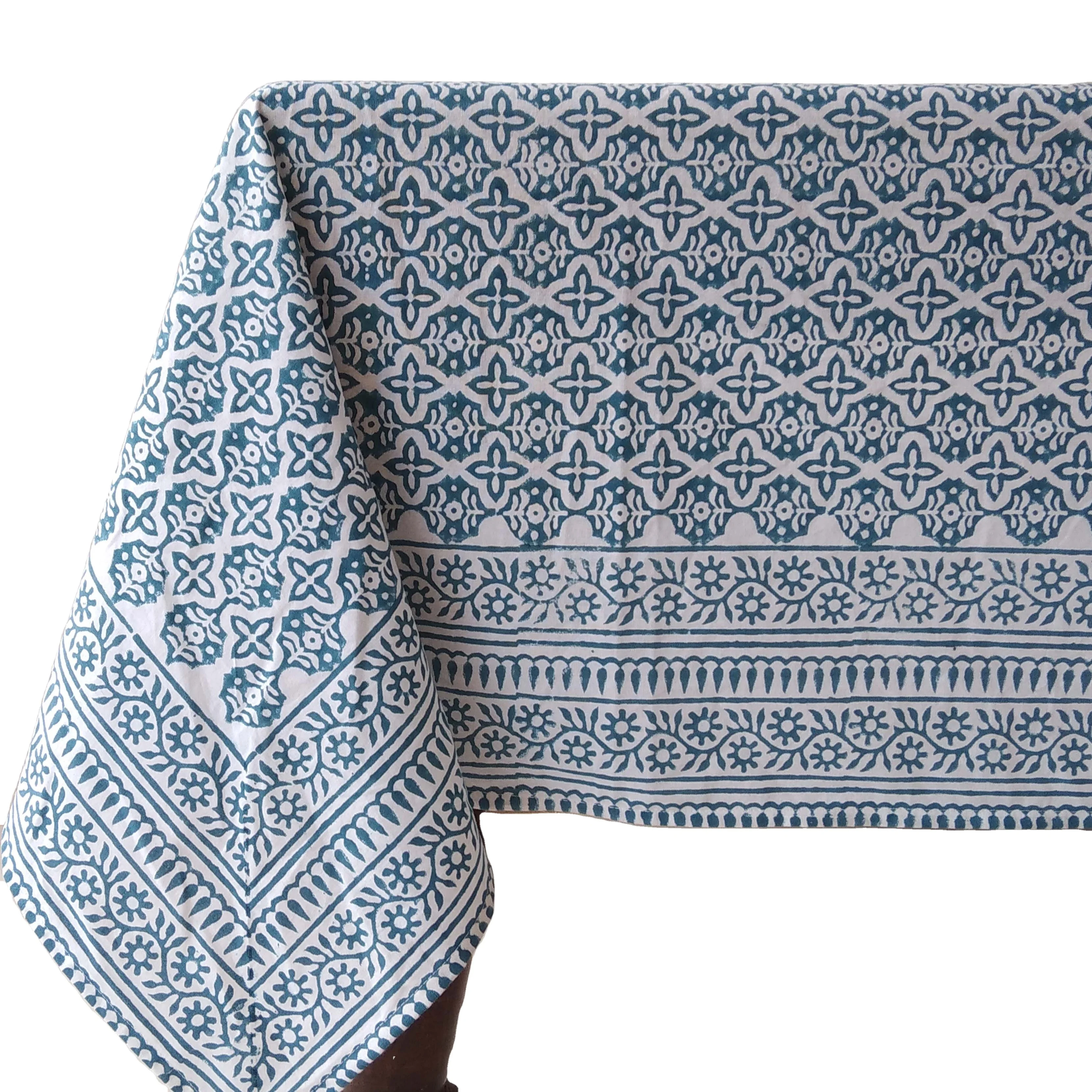 Indigo Blue Block Print Tablecloth Indian Table Cloth Pure Cotton Table Cover Handmade Table Linen Farmhouse Wedding Decor