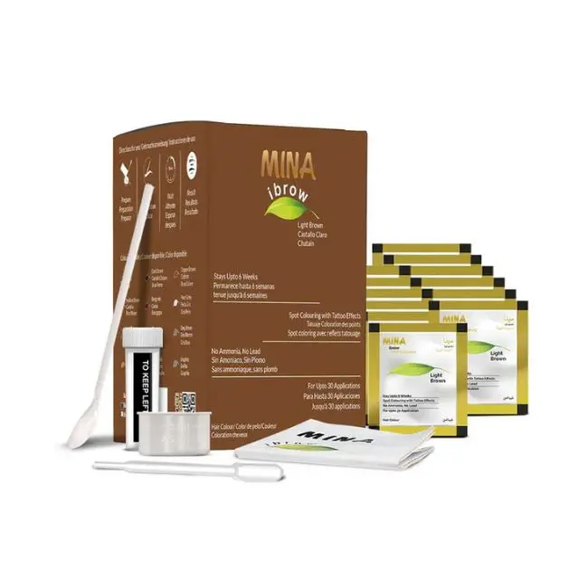 Mina Ibrow Tint Kit Light Brown Natural Light Color Brow Powder With Brush For Tinting Water & Smudge Proof Instant Brow Dye