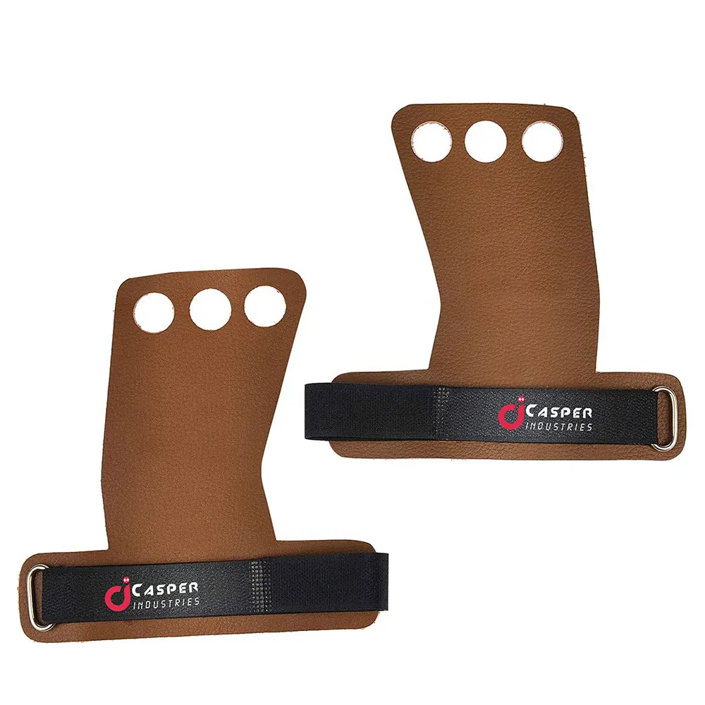 Leather Made High Quality Gymnastic 3 Hole Weightlifting Leather Hand Grips Anti-Slip Workout Gloves with Wrist Support