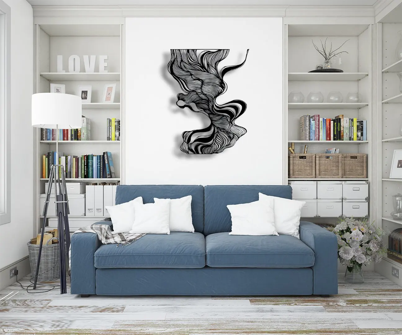 Black, Gold, Silver, White and Copper Metals Abstract Geometric Line Art Luxury Wall Decor Modern Entryway Wall Sculpture