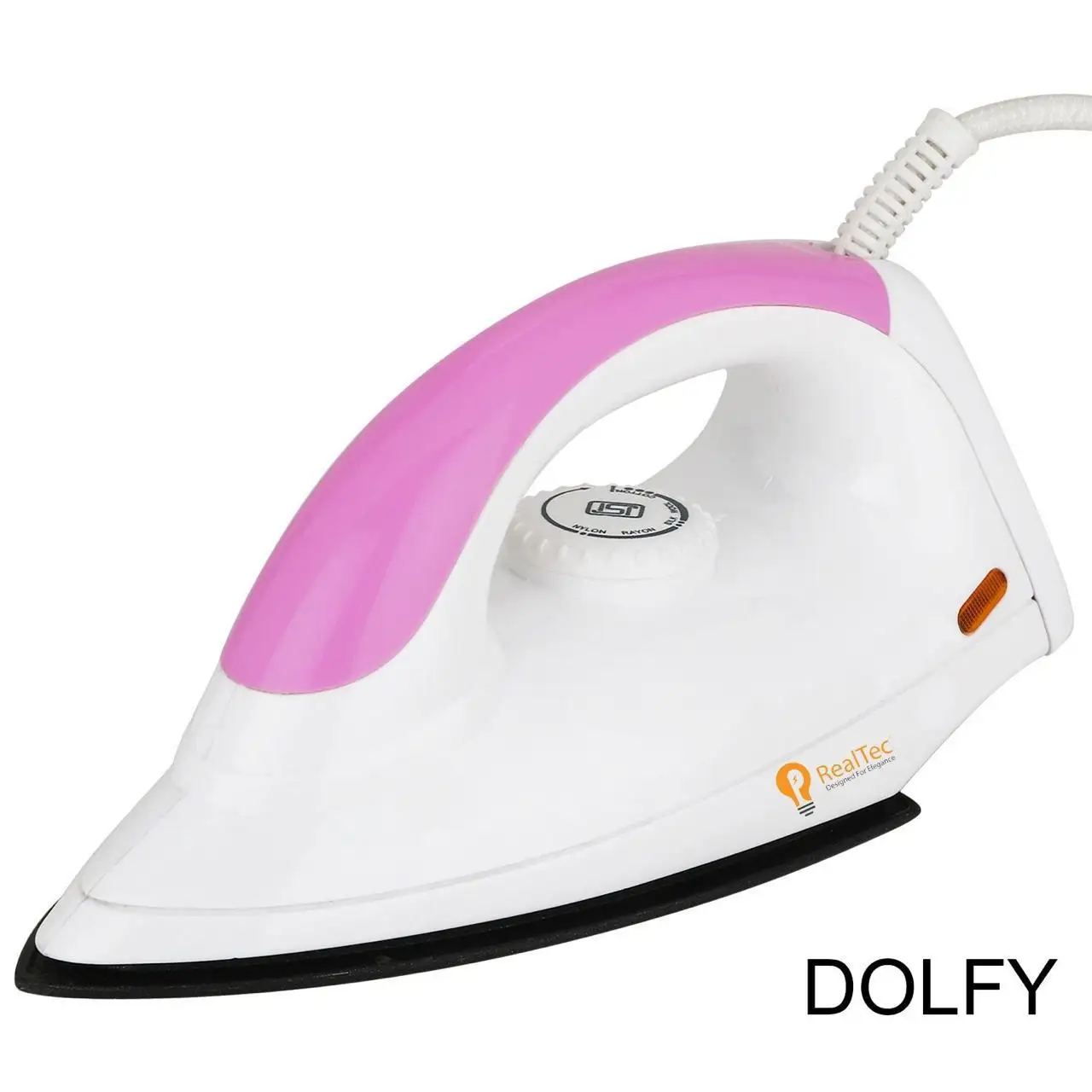 Dolfy 1kg Electric Mini Dry Iron Pink Steam Ironing with Soleplate for Household and Hotel Use