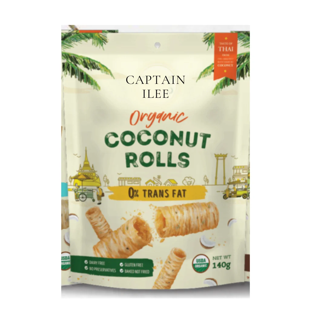 New Arrivals Organic Coconut Crispy Rolls Banana Flavor 0% Trans Fat Premium Packaging and Best Quality Captain iLee Brand