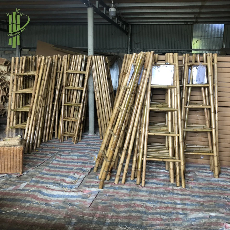 Vietnamese Natural Bamboo Insulation Ladder Stools Exterior Decorative Straight Ladder