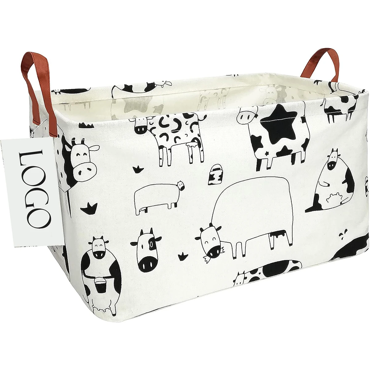 Storage Basket Nursery Hamper Canvas Laundry Foldable Basket with Waterproof PE Coating Office Bedroom Clothes Toys