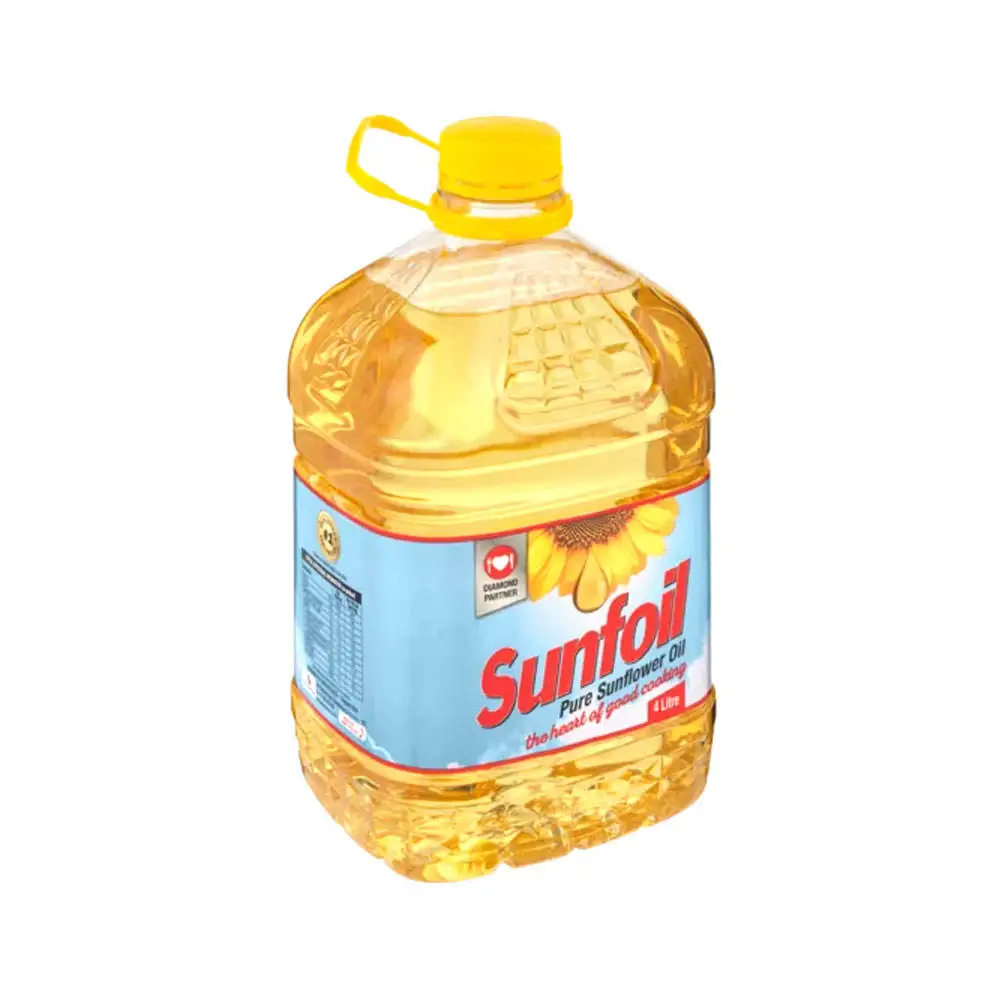 Premium Sunfoil Sunflower Oil 4L - Pure Sunflower Seed Oil, Mineral and Extraneous Organic Acid-Free