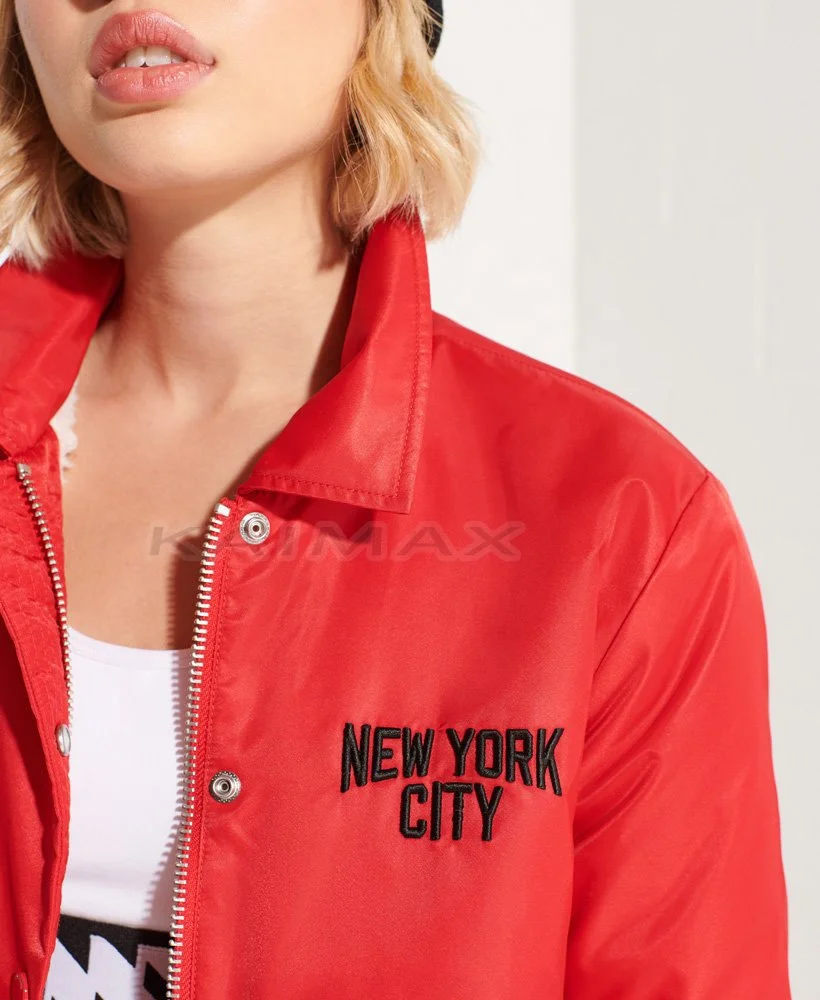 Cheap OEM Red Nylon Coaches Windbreaker Jacket Wholesale Outdoor Sports Coach Jacket Men Women