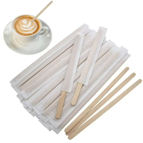Customized Logo and Printing Color Biodegradable Wooden Coffee Stirrer Stick Disposable Wooden Stirrer