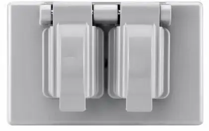 Weatherproof Box with Double Outlet - Grey Plastic Duplex Receptacle Self-Closing