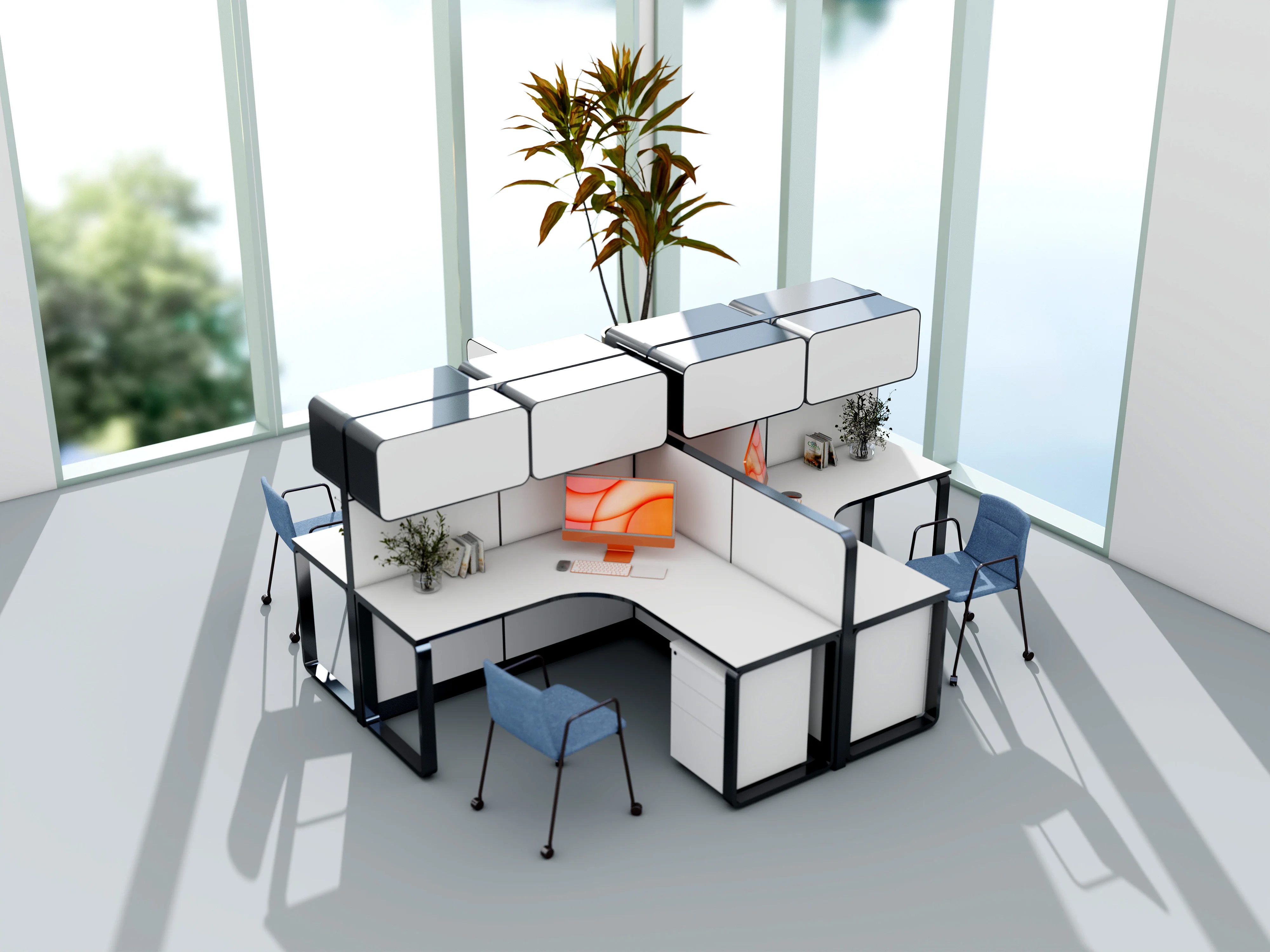 Furniture Factory Clear Office Partition Freest Workstations Modular Divider Glass Separation Wall System Staff Office Desks