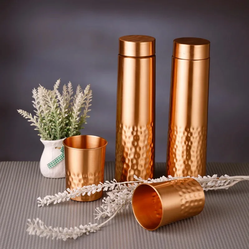 Copper Bottle With Attractive Design Hot Selling Multipurpose Copper Bottle Fully Finished Handmade Hammered Water Bottles