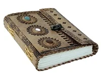 Stone Embossed Genuine Leather Bound Journal Diary Notebook Travel book with blank Unlined pages to write for Men Women Gift