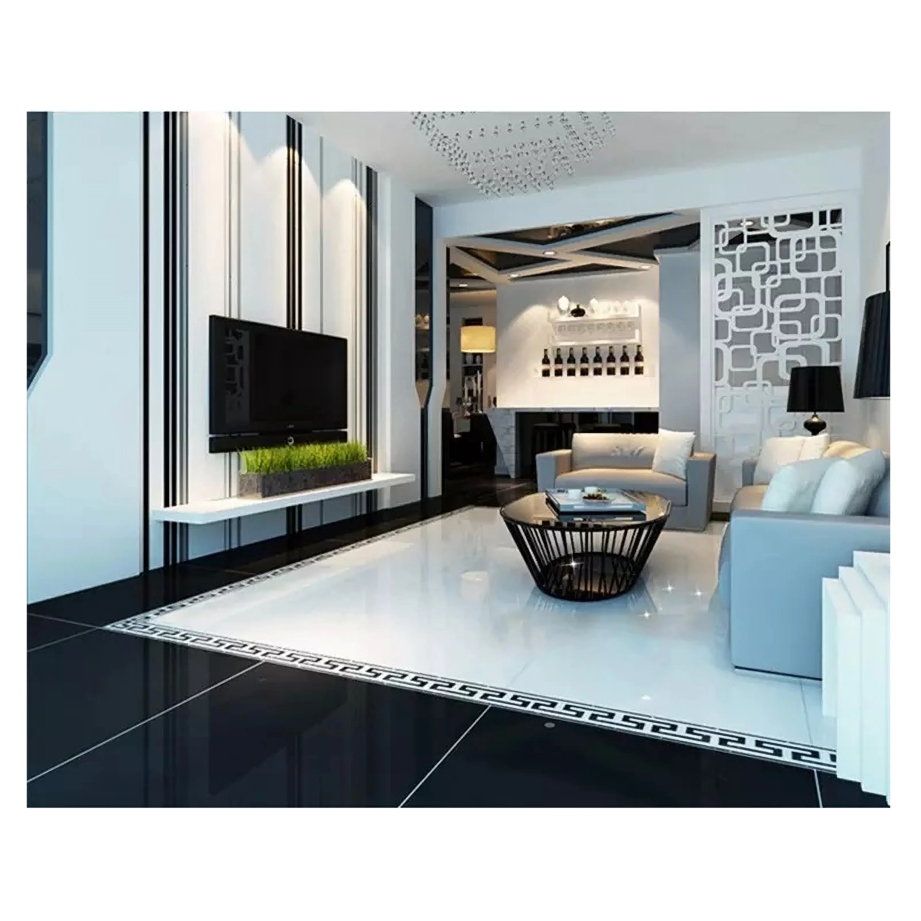 Черно-белая глазурованная фарфоровая плитка 60*120 см Чистый черный и белый 60*60 ультра современный традиционный World Wave