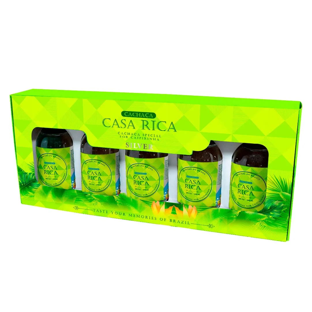 Kit Cachaca Araxa Casa Rica Memories Silver 5x100ml  Rum Typical Brazilian Cachaca