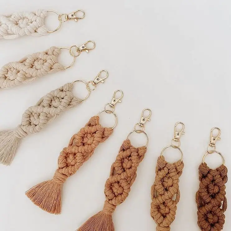 Boho Pure 100% Cotton Handmade Macrame Key Chain Export Quality Products by Isar International