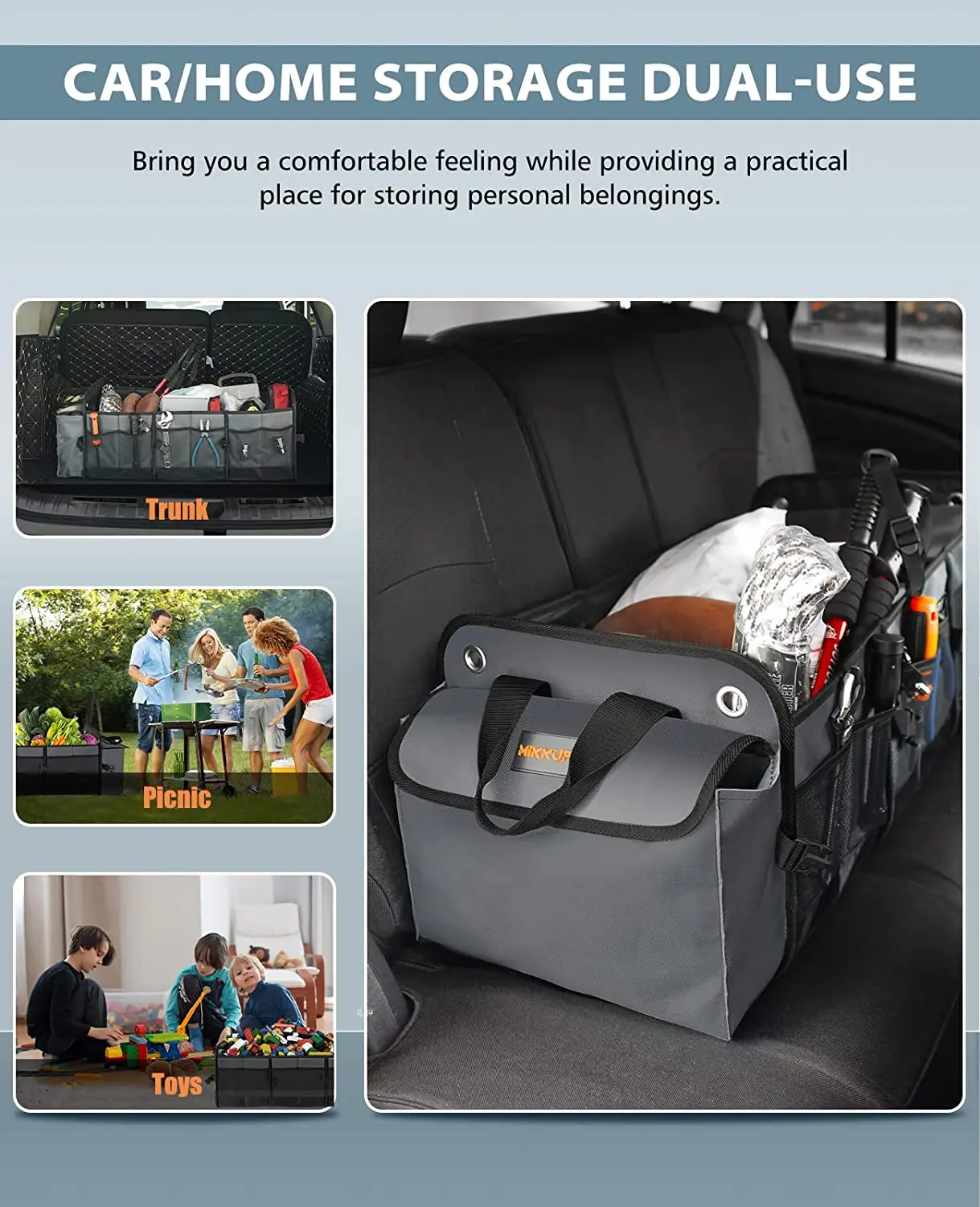 Органайзер для багажника автомобиля QSP050 с сумкой-холодильник, складной органайзер для багажника автомобиля, портативный органайзер для багажника внедорожника и хранение