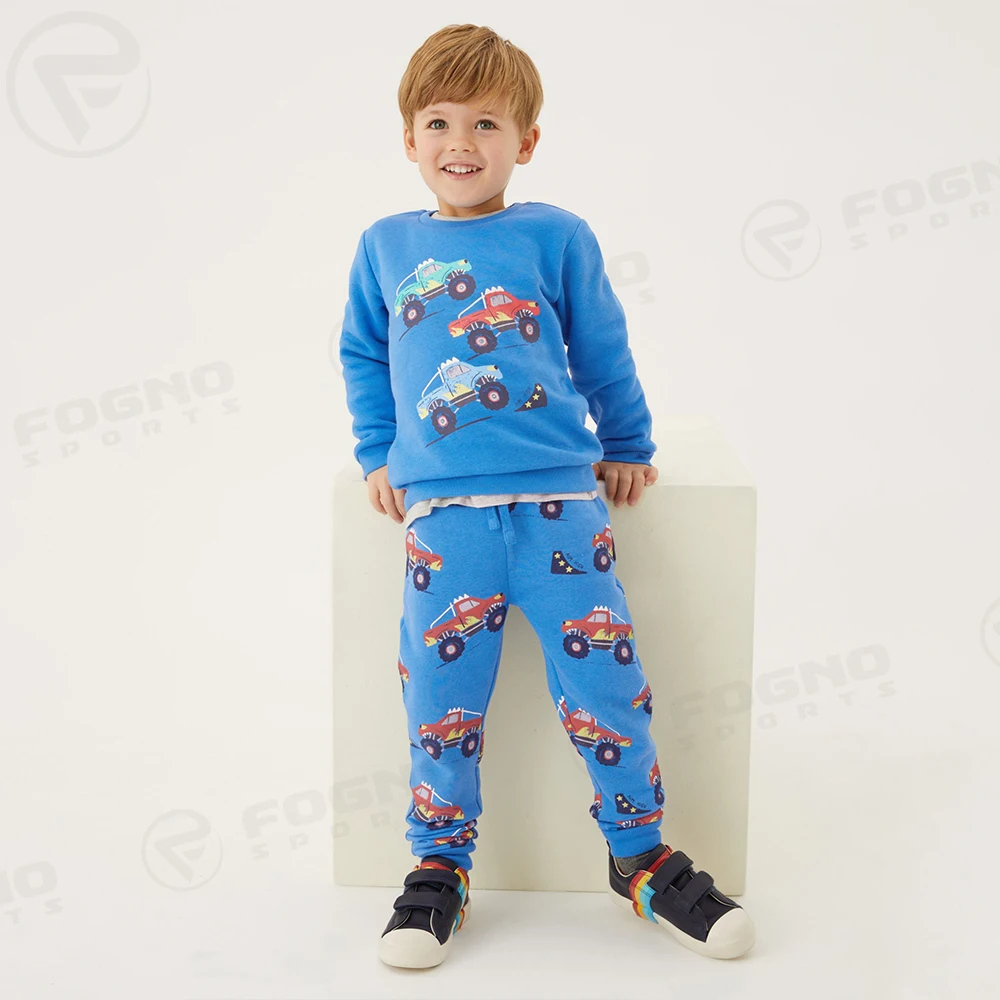 Children Cozy Warm toy jeep Sweatsuit Set Custom High Quality All Over Graphic Printed Unisex Tracksuit For Kids