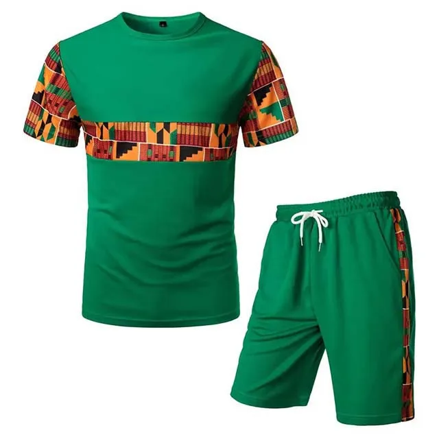 Sports wear men summer New Summer Men 2 pcs set Sporting Suit Short Sleeve T shirt and Shorts Two Piece twin Set For Men