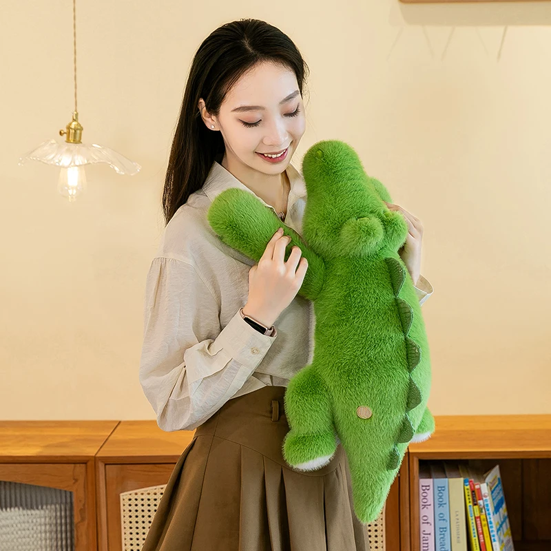 Super Soft Crocodile Shaped Stuffed Animal Toy Pillow PP Cotton Filled Embroidered Unisex Perfect Birthday Gift Home Use Wrapped