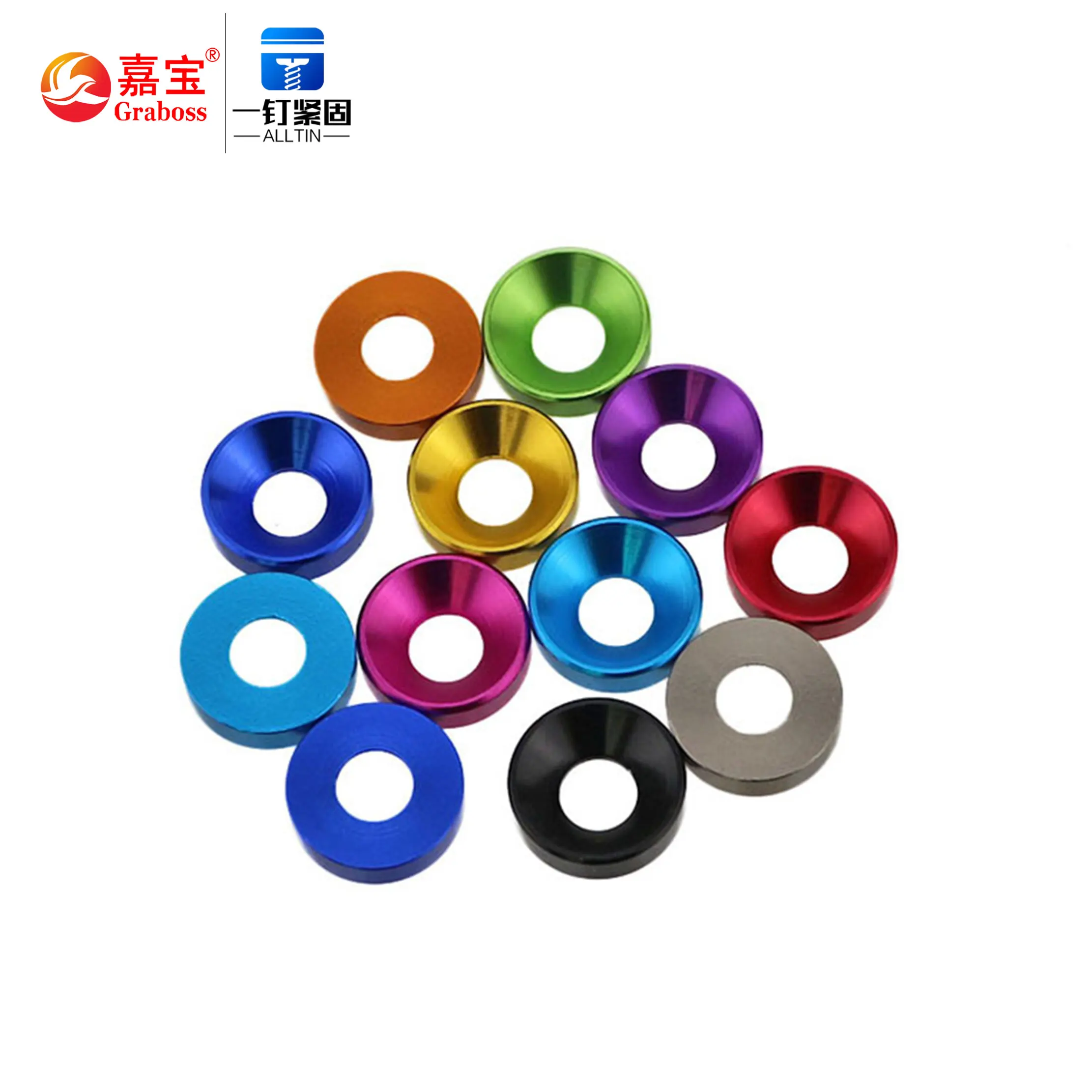 Aluminum alloy countersunk washer colorful decorative washer M3 M4 M5 M6 M8 abrasion resistant scratch drawing washer