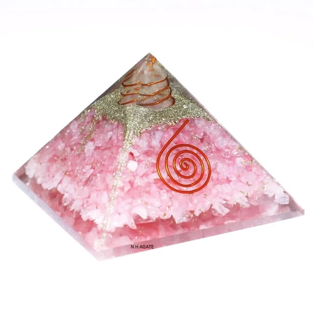 Natural Rose Quartz Orgone Pyramid Vastu for Home Study Table Office Desk Reiki Feng Shui Reiki Symbol Crystal for Home Decor