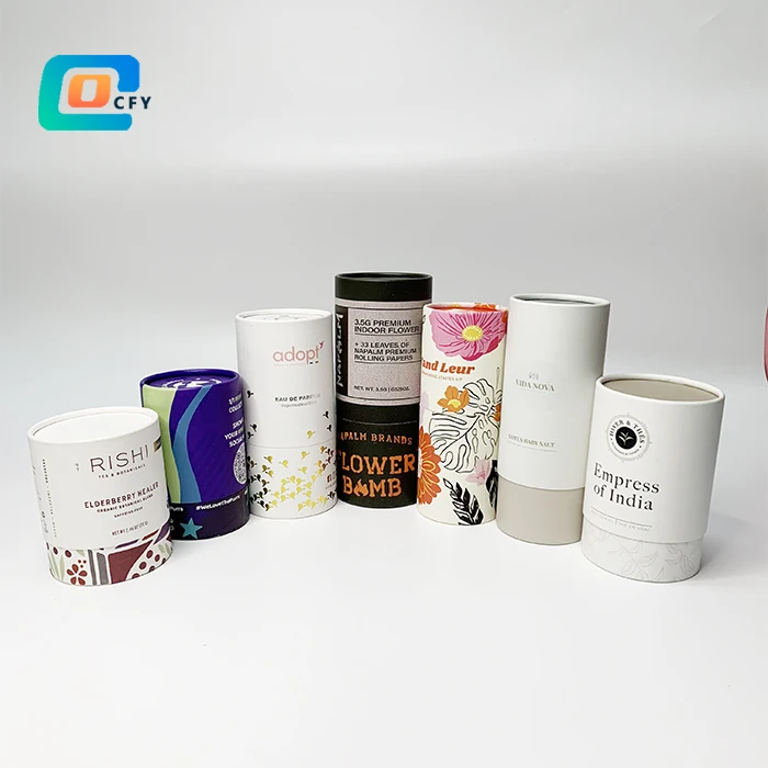 Eco-Friendly Packaging Cardboard Round Box Herbal Tea Spice Collagen Protein Powder Packaging Tube disposable paper container