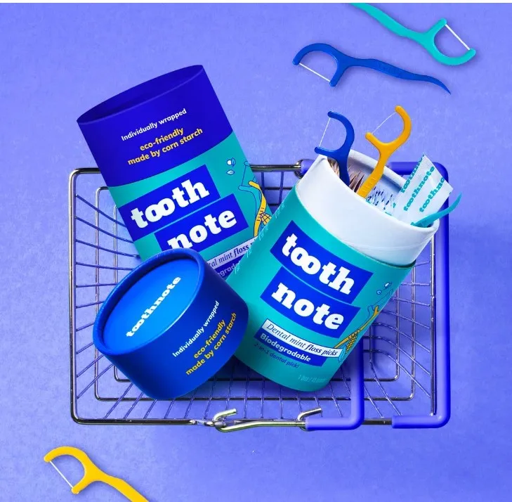 Toothnote Portable Dental Floss Picks, Tooth Picks, Eco-Friendly High Toughness Biodegradable Floss Sticks Individual Package
