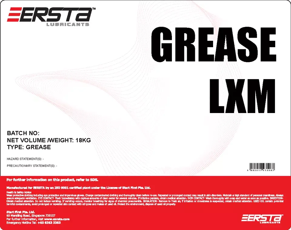 EERSTA GREASE LXM Lubricate parts EP/AW additives 400gr cartridge lithium complex thickened antioxidants lubricant grease