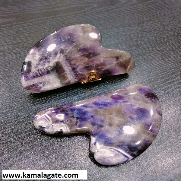 Gemstone Rose Quartz Guasha Facial Stone Massager healing Guasha for sale