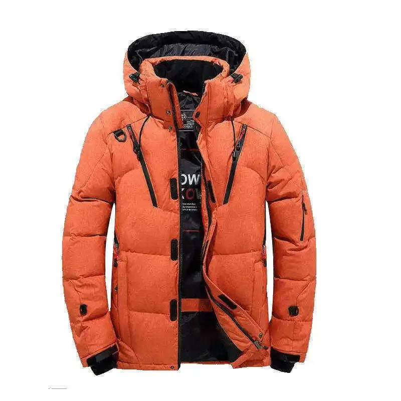 2024 Hot Selling Winter Puffy Warm Windproof Hooded Coat Shiny Puffer Jacket Outdoor Thick Down Jacket for Men MS-JS-0021