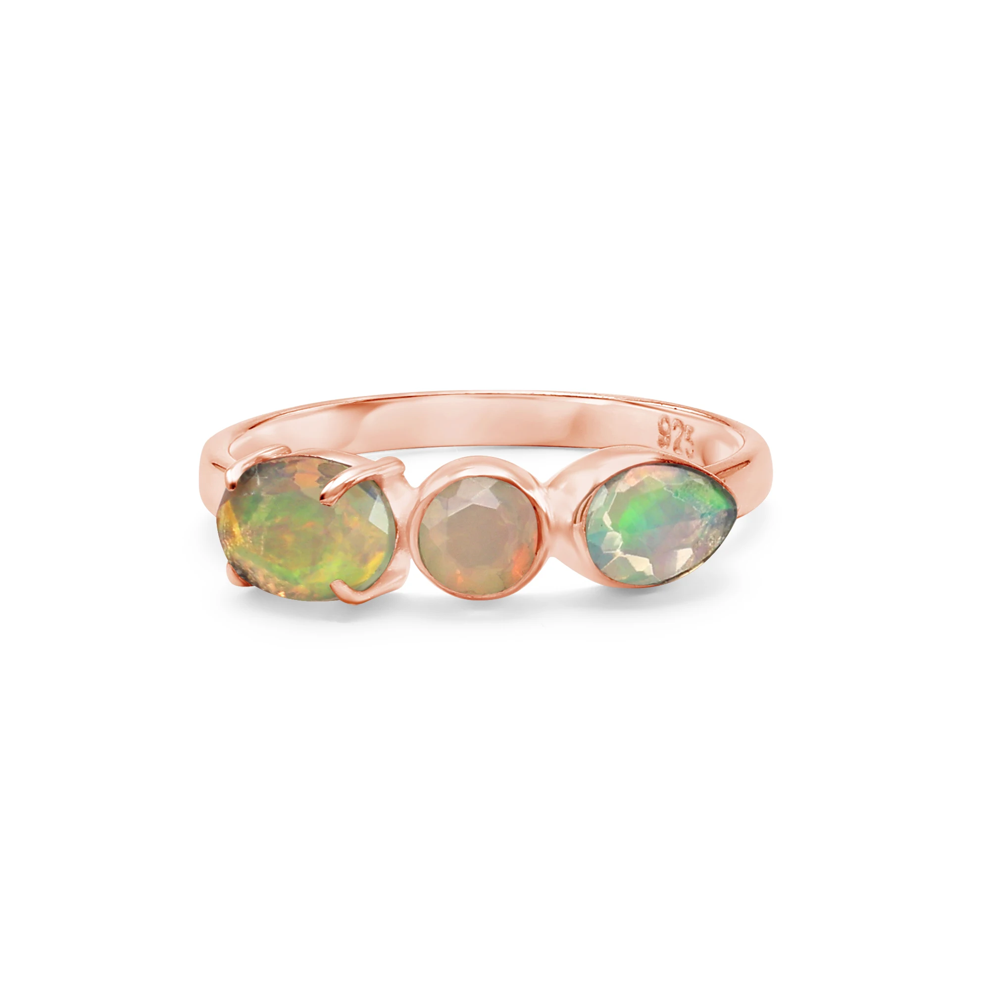 Unique New Collection 925 Sterling Silver Oval Round Pear Shape Ethiopian Opal Gemstone Ring Fine Jewelry Party Wear For Women