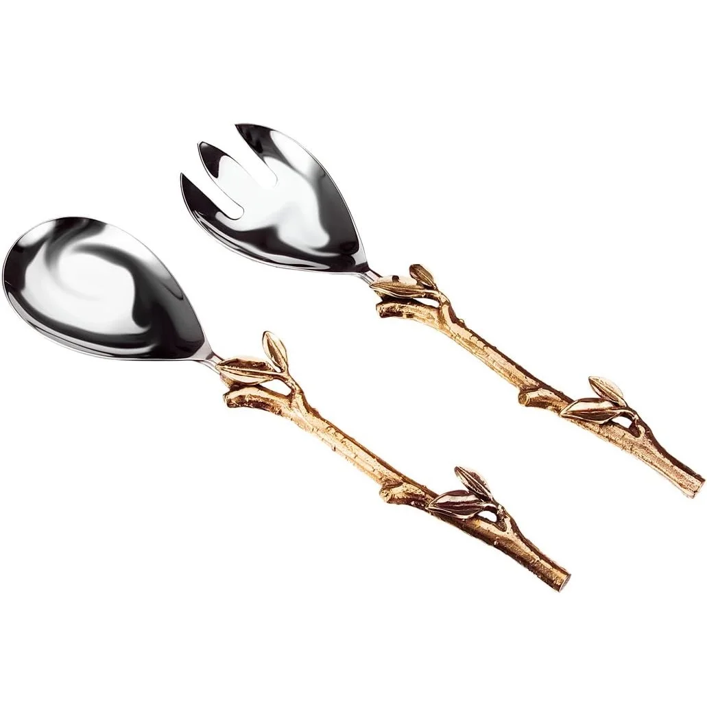 Stainless Steel and Aluminum Serving Flatware Two Tone Salad Server Set Top Selling Elegant Designed Available At Cheapest Price