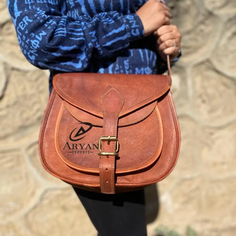 Real Handmade Goat Leather Ladies Handbag Sling Bag