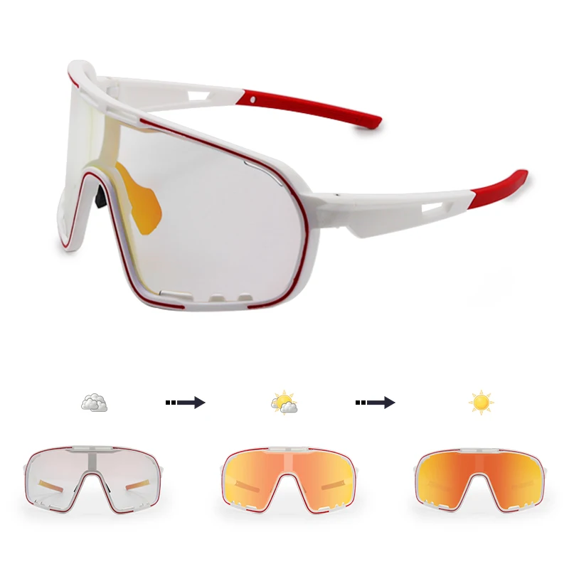 Jiepolly OEM Photochromic Cycling Sports Eyewear Ultralight Glasses Outdoor Sports Bicycle Multiple Color Bike Sunglasses Men