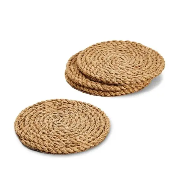 Wholesale Vintage Wedding round Handmade Water Hyacinth Brown Jute Placemat Rattan Charger Plate Set Kitchen Mats Tabletop Decor